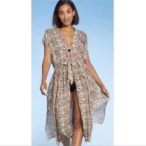 KONA SOL Snake Tie-Front Midi Sleeveless Cover Up